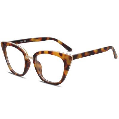 China Cat Eye Tortoise Stylish Plastic And Metal Cateye Frame Women Computer Blue Light Blocking Glasses for sale