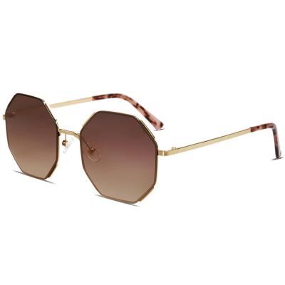 China Polygon High Fashion Hexagon Retro Shading Exquisite Metal Ornament Perfect All Rounder Designer Sunglasses for sale