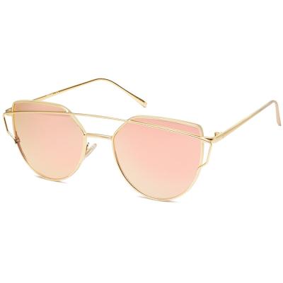 China Cat Eye Gold Metal Fashion Cat Eye Designer Style Tint Mirrored Lenses Driving Women's Shopping Traveling Sunglasses for sale