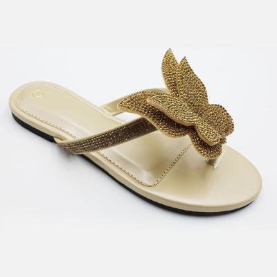 China 2022 Fashion Hot Selling Fashion Butterfly Outdoor Rhinestone Ladies Flip Flops Slippers Summer Women Slippers Sandals for sale