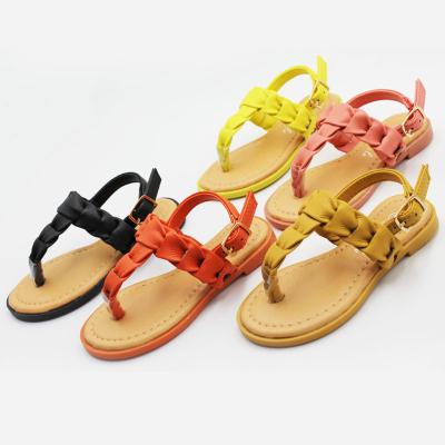 China Best summer flat fashion girl slippers simple comfortable PU sandal for kids children sandals ten years girls shoes for sale