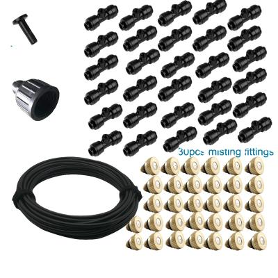 China 20m Moisture Hose Garden Spray Cooling System Nozzles Brass Cooling Or Irrigation Kits Greenhouse Flower Plants Plants Sprinkler Set for sale