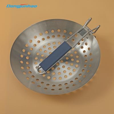 China Factory direct sale wholesale easily cleaned stainless steel grill pot BBQ grill pan with holes for sale