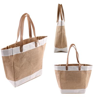 China HOT Customizable Eco-Friendly Fabrics Customizable Jute Handled Reusable Grocery Tote Bags Garment Sale Logo Shopping Bag for sale