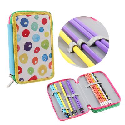 China Beautiful classic hot style storage pencils pen bag storage double layer storage space stationery big fashion design number for sale