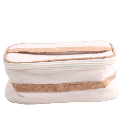 China Hot Sale Fashion Manufacturer Wholesale Customized Promotional Cork Dacron Cotton Canvas Eco-Friendly Makeup Bag For Women Cosmetic Bag for sale