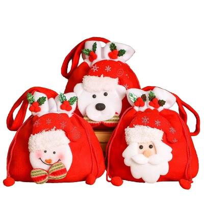 China 2022 Christmas Hot Sale Christmas Gift Promotional Drawstring Bags Printing Santa Claus Reindeer Snowman Promotional Gifts Pull Rope Bag for sale