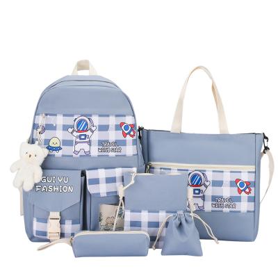 China Other Hot Selling Version High School Girl's Backpack Student School Bag Set Large Capacity Korean Version Five Sets for sale