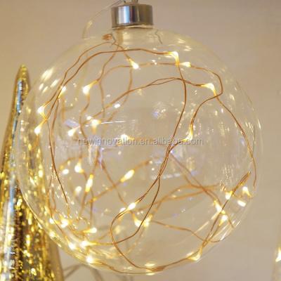 China 10L Warm White LED light up glass ball with copper wire light hanging glass ball for sale