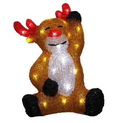 China 2021 new product Christmas decoration supplies Acrylic deer with 32L white Led motif light for party christmas decoration for sale