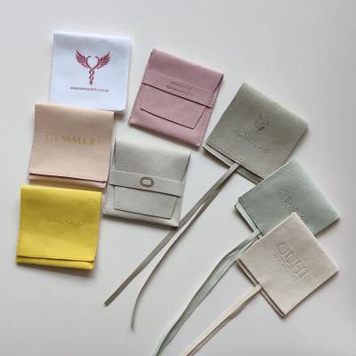 China Small Custom Logo Printed Jewelry Pouch Oem Necklace Packaging Ring Bag Customized Luxury Jewelry Pouch Mini Jewelery Packaging Custom Logo for sale