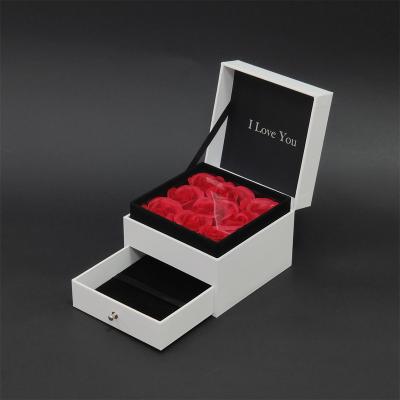 China Creative Handmade Ring Packing Logo Custom Jewelery Box Gift Flower Packaging Preserved Rose Jewelry Box for sale