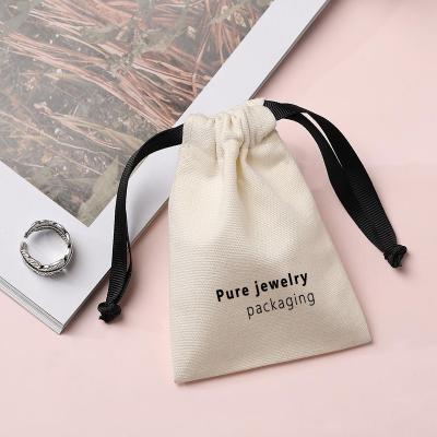 China Large Biodegradable White Pouch Logo Custom Square Recycled Natural Biodegradable White Cloth Chinese Canvas Jewelery Jewelry Packaging Pouch Large Large for sale