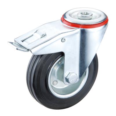 China Other SS Heavy Duty Rubber On Trolley Steel Caster Wheels 80 100 125 160 200mm Options for sale