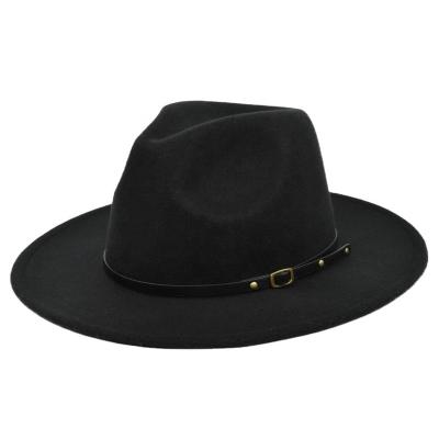 China Wholesale Unisex Party WD-A30 Wool Felt Fedora Hat Unisex Classic Jazz Wide Brim Panama Hats for sale