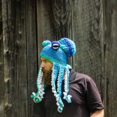 China New Design WD-A27 Halloween Party Weird Octopus Head Blanket Crochet Octopus Knitted Hats for sale