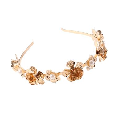 China 2023 Korean Hair Decoration WD-B04 Headband Palace Style Flowers and Leaves Metal Alloy Alloy Hair Band for sale