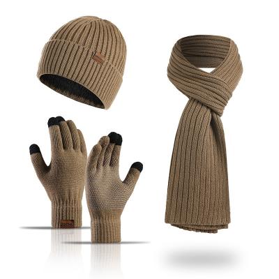 China WD-D04 Winter Plain Winter Fleece Liner Scarf, Hat and Medium Wholesale Unisex Glove Sets for Men and Women for sale