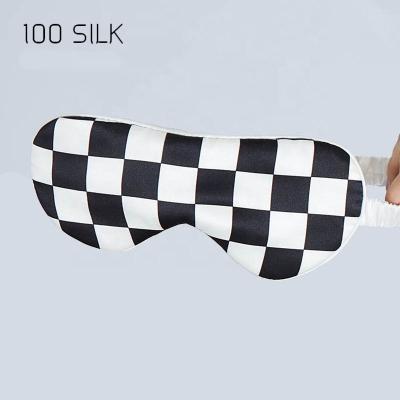 China 100% Mulberry Silk Eye Mask WD-C05 Silk Casual Plaid Personalized Logo Eye Mask Wholesale Custom Made for sale