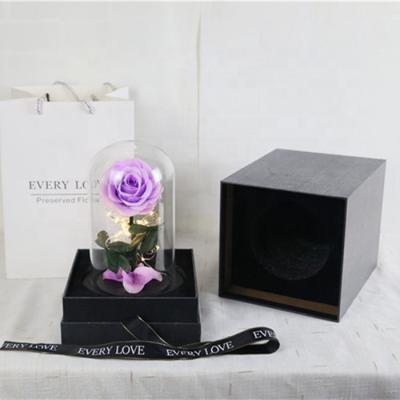 China Wholesale High Quality Natural Touch Class A LED Preserved Roses In Glass Dome for sale