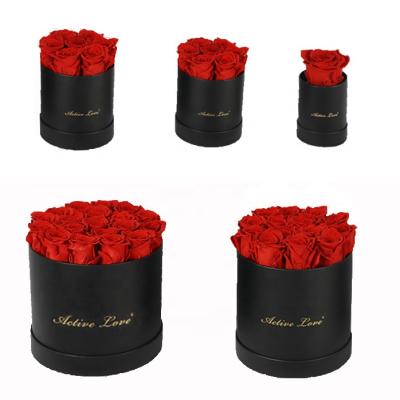 China Natural Touch Wholesale Roses Preserved Durable Square Flower Embrace Eternal Barrel Preserved Mounted In Box for sale