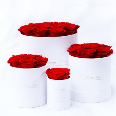 China Wholesale Natural Touch Preserved Rose in Hat Gift Box Eternal Roses Decoration 12pcs Long Lasting Wedding Roses for sale