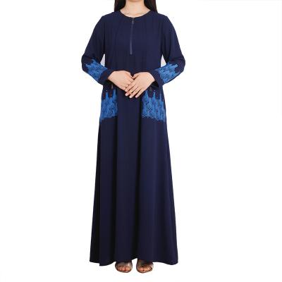 China 2021 Daily Casual Formal Muslim Popular Long Dress Embroidered Long Sleeve Embroidered Long Dress Muslim Women's Long Dress for sale