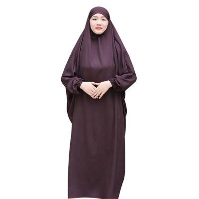 China Casual Modern Turkish Islamic Ladies Wholesale Solid Color Ramadan Dubai Jilbab Robe XL Muslims With Long Scarf Prayer Abaya Suit for sale