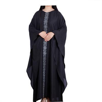 China 2021 Batwing Long Dress Fashion Casual Loose Modern Large Size Black Ladies Casual Islamic Long Dress for sale