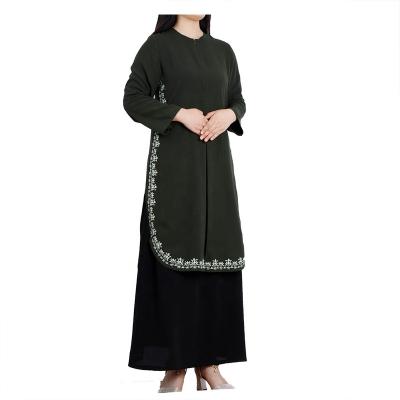 China Adbya A Line Muslim Middle Eastern Muslim Kaftan Suit Daily Casual Hijab Embroidery Prayer Skirt Dress For Women Office for sale