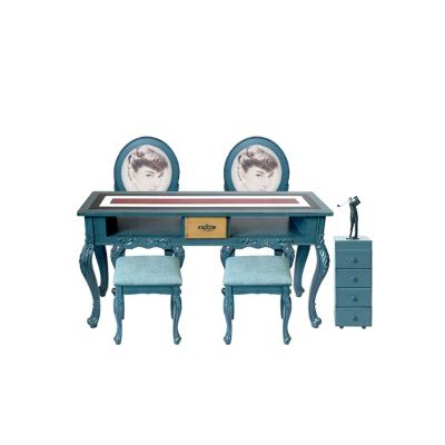 Κίνα Simple Nordic Beauty Salon nail Table and Chair Combination Double Nail Shop Table Manicure Table προς πώληση