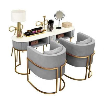 Cina simple Marble manicure table and chair set combination salon cheap modern nail table in vendita