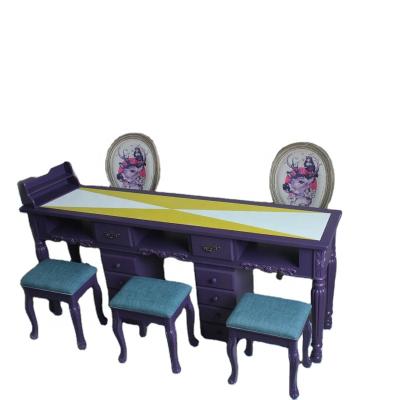 China American retro nail shop manicure table dressing table bar counter European antique nail table for sale