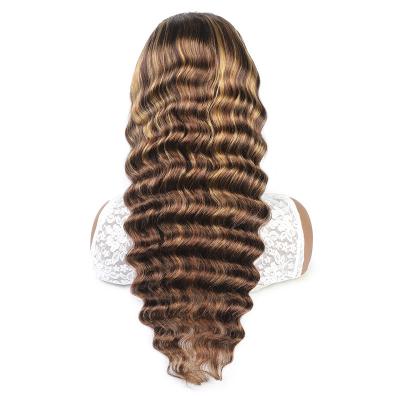 China Transparent Lace Curly Front Wigs Human Hair Body Wave Vendors Mix Color Deep Wave Wigs Supplier P4/27 for sale