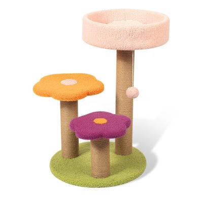 China Cat Climbing Frame Without Dwarfing Tree Cat Jumping Platform Cat Column One Scratch Board Viable Multilayer Pet Products for sale