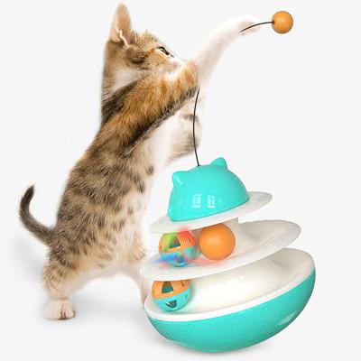 China Cat Toy Roller 3-Level Viable Cat Toy Balls Turntable with Interactive Balls Kitten Fun Puzzle Cat Toys for sale