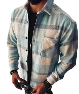 China Wholesale Street Viable Plaid Print Lapel Shirt Men's Long Sleeve Shirts for sale