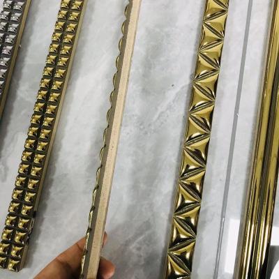 China Europe Golden and sliver 20x600 10x600 length Mould decorative wall pencil border tile ceramic for bathroom carpet for sale