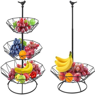 China Morden Viable Multifunctional Vegetable Fruit Basket 3 Tiers Practical Fruit Basket On The Table for sale