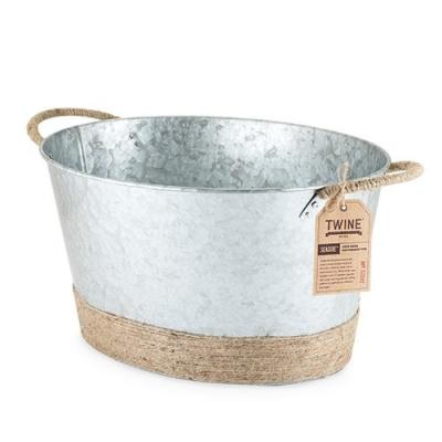 China Sustainable Vintage Galvanized Metal Ice Beer Cooler Ice Bucket For Party for sale