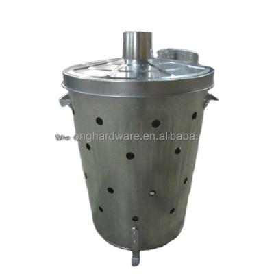 China Extra Large Sustainable Metal Incinerator Galvanized Garden Fire Trash Bin for sale