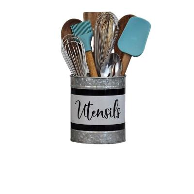 China Sustainable Farmhouse metal kitchen accessories cutlery Metal Utensil Holder for sale