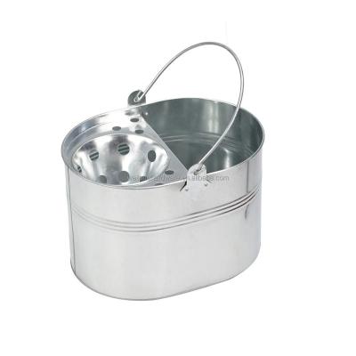 China Durable Galvanized Metal Broom Bucket 13L Large Capacity Galvanized Metal Zinc Heavy Duty Cleaning Bucket for sale