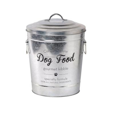 China Home Metal Galvanized Pet Food Storage Canister Dog Food Storage Bin Treat Bin Storage Box Large for sale