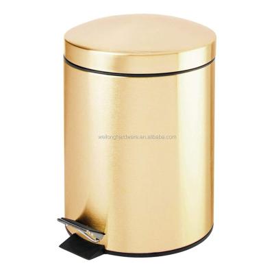 China 5L Pedal Bin Viable Metal Waste Bin With Pedal Household Waste Bin Ergonomic Design Gold Colors for sale