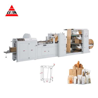 China Hotels liin machinery paper product LMD-400B+LST-4700R V-bottom hand holding paper bag making machine with Flexo printing machine for sale