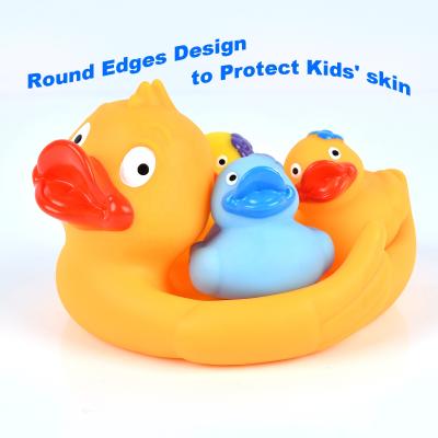 China Duck Other Toys Kid Cartoon Family Eco Friendly Rubber Set Toys Float Animal Baby Bathtub Bathroom Time Shower Light Up Bath Toy for sale