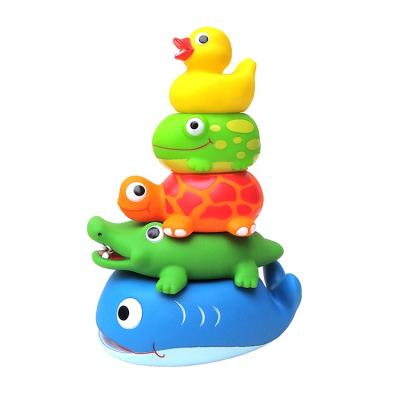 China Baby Bathtub Bathroom Time Shower Toy Animal Stacking Educational Infant Water Squirter Bath Toy Wholesale Other Toys Kid Bath Squirt Toy for sale