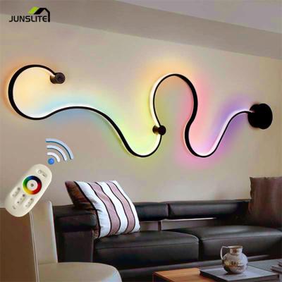 China Modern Creative Decoration Bedside Bedroom Led Modern PC RGB Wall Light Aluminum Warm Minimalist Lamps for sale