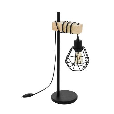 China Wood+metal Cage Attic Vintage Desk Lamp Traditional American Countryside Edison Table Lamps Nordic Metal Wooden Cage Table Fixtures for sale